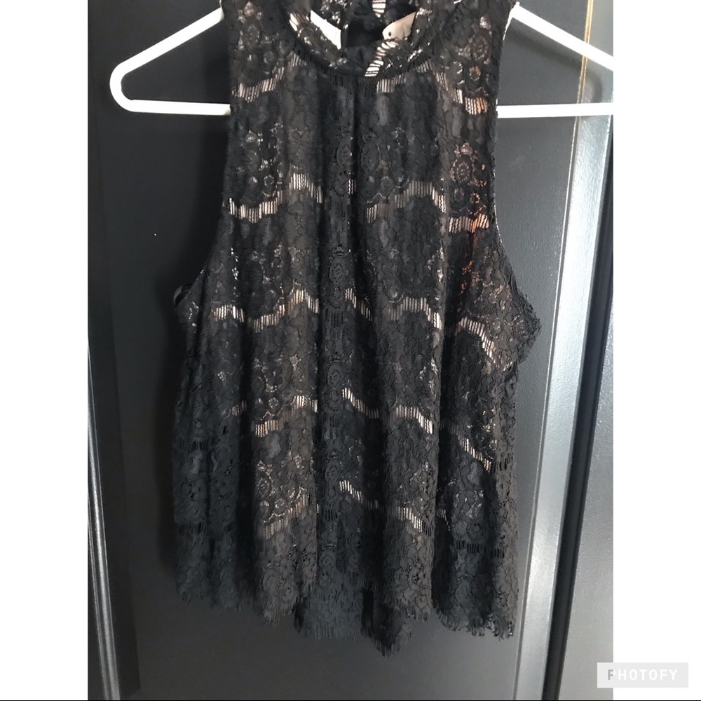 Black lace top with nude underlay